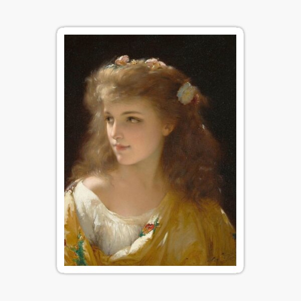 Portrait of a Young Woman Pierre Olivier Joseph Coomans Sticker