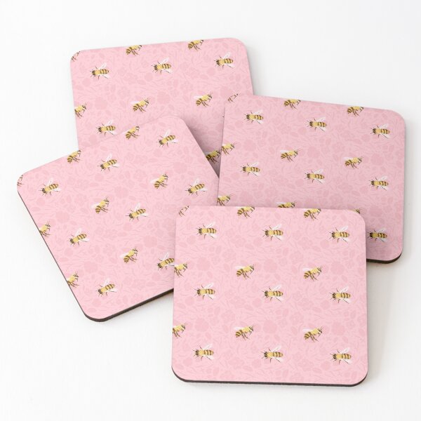 Item preview, Bees on light pink background No3 designed and sold by CoffeeandPixels.