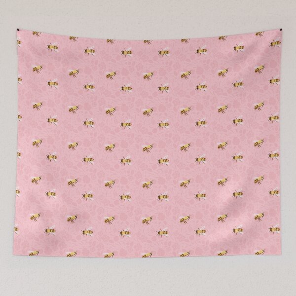 Item preview, Bees on light pink background No3 designed and sold by CoffeeandPixels.