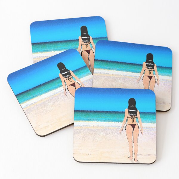 Item preview, Girl standing on a beach wearing a bikini painting designed and sold by BareBeauty.