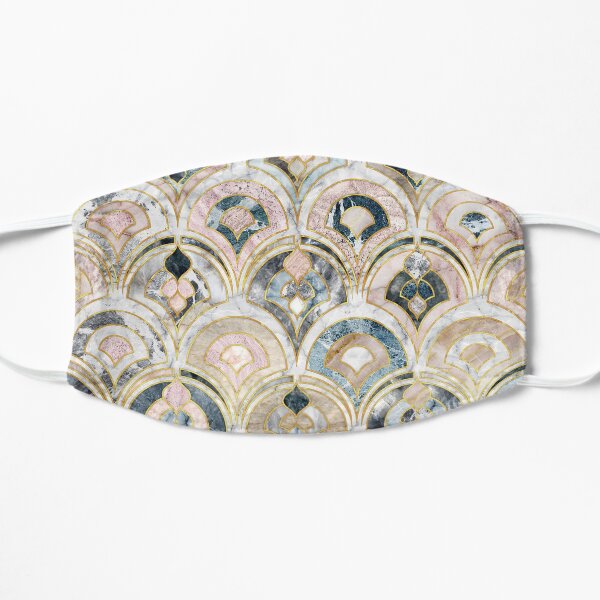 Art Deco Marble Tiles in Soft Pastels Flat Mask