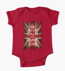Vintage Keep Calm and Carry On and Union Jack Flag One Piece - Short Sleeve