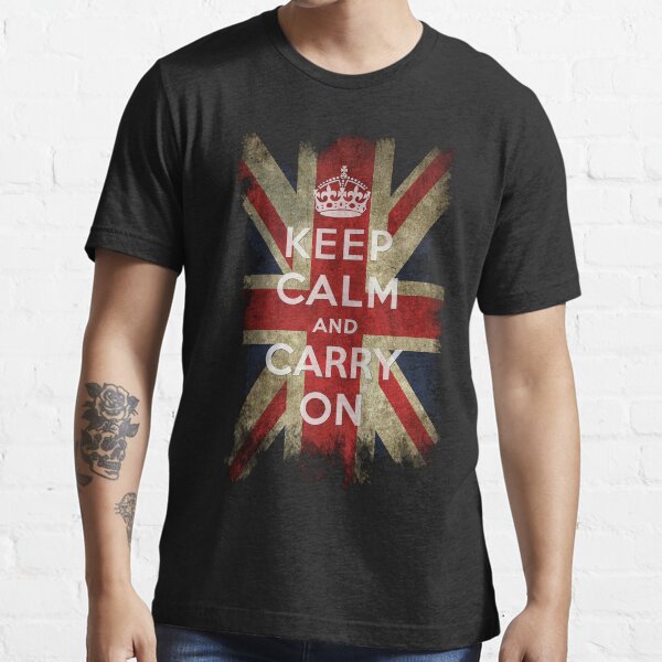 Vintage Keep Calm and Carry On and Union Jack Flag Essential T-Shirt