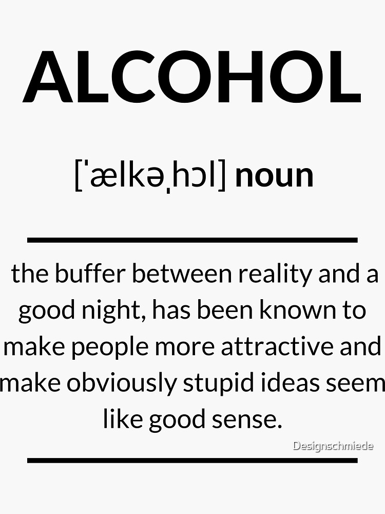 "Alcohol Definition Dictionary Collection" Sticker by Designschmiede