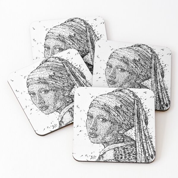 Item preview, GIRL WITH A PEARL EARRING after JOHANNES VERMEER - ink version designed and sold by lautir.