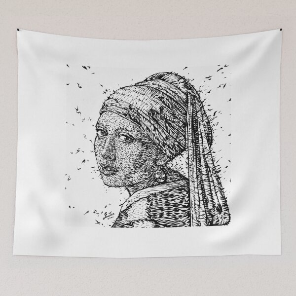 Item preview, GIRL WITH A PEARL EARRING after JOHANNES VERMEER - ink version designed and sold by lautir.