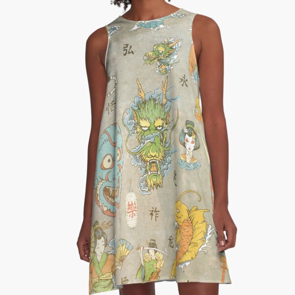 Japanese Collage A-Line Dress