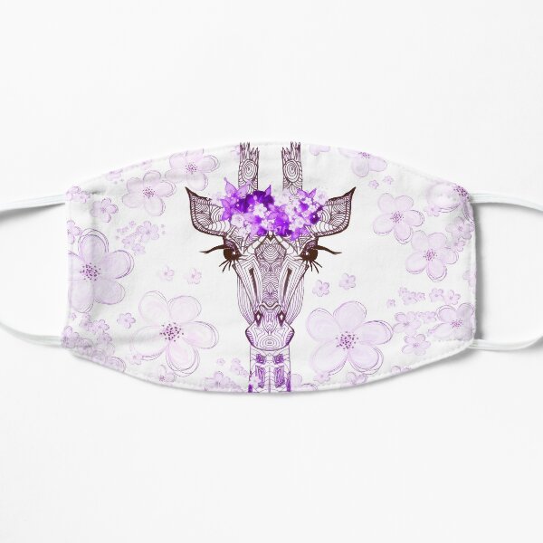 PURPLE FLOWER GIRAFFE GIRL Flat Mask