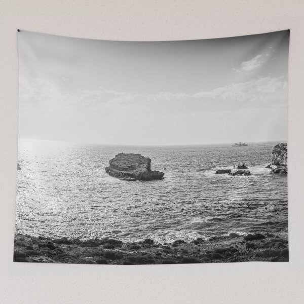 Item preview, Malta Panorama – Comino Beach BW designed and sold by lesslinear.