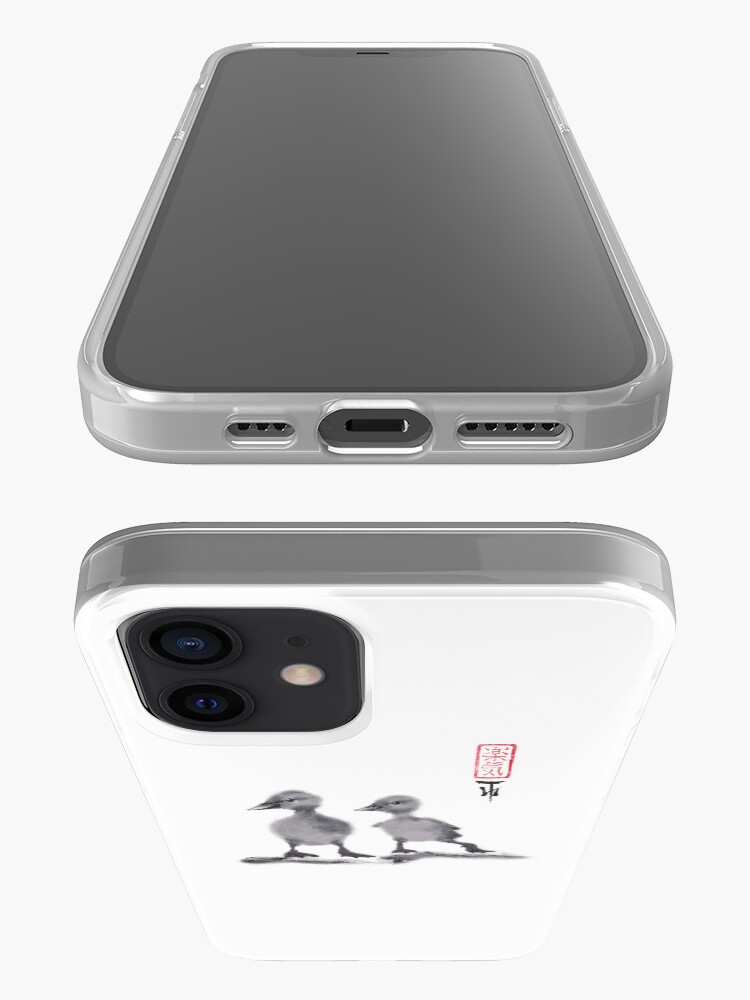 Alternate view of print of original painting Japanese sumi-e "Two duckling friends" iPhone Case & Cover