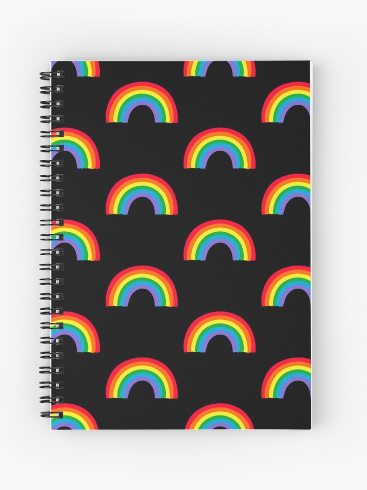 Rainbow on Black Background  Spiral Notebook for Sale by