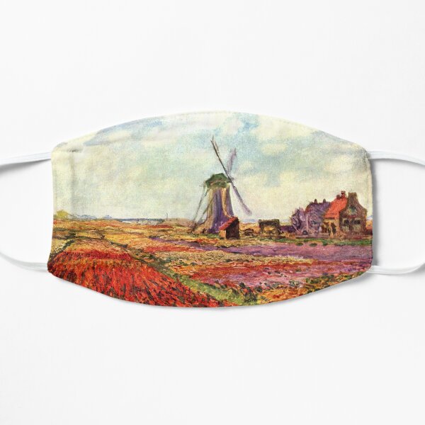 Tulip Fields with the Rijnsburg Windmill, 1886, by Claude Monet Flat Mask