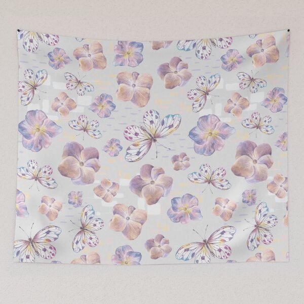 Aperçu de l'œuvre Fleurs et papillons dans des couleurs douces créée et vendue par SigsDesigns.