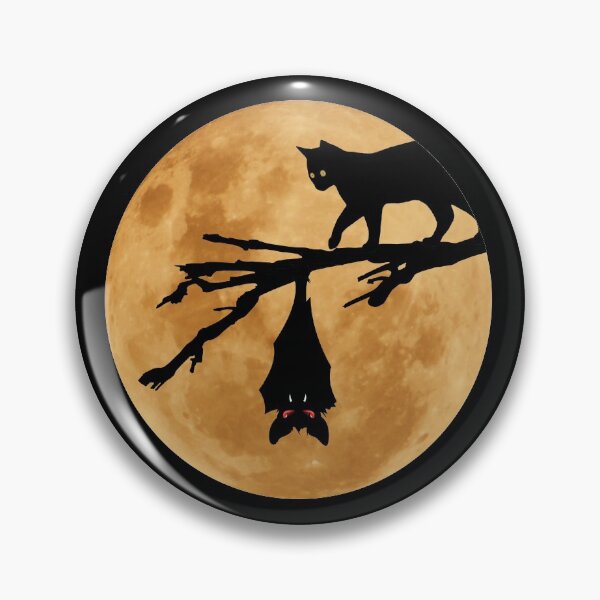 Aperçu de l'œuvre Halloween - Lune (Le chat et la chauve-souris) créée et vendue par Mad Monkey Shop.