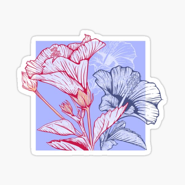 Contemplating hibiscus Sticker