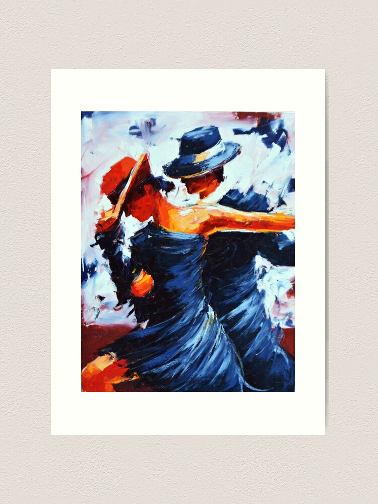 Society6◆タペストリー◆Champagne Tango by Lisa Argyropoulo Tango Dancers Art, Argentine Tango Print on Paper, Dancer in