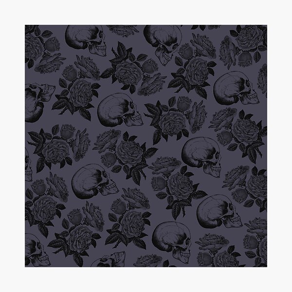 Skulls And Roses • Purple • Romantic Goth Photographic Print