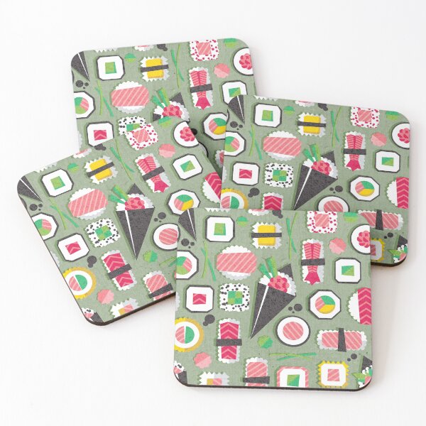 Item preview, Paper cut geo sushi // sage green background designed and sold by SelmaCardoso.