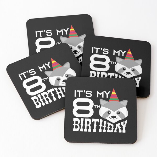 Item preview, It's My 8th Birthday 8 Years Old Raccoon Child B-day Party design designed and sold by Grabitees.