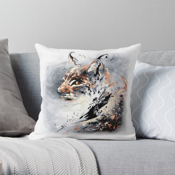 Peinture Lynx "Ne te retourne pas" Coussin