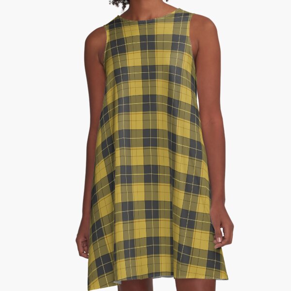 Simple tartan pattern in dark yellow A-Line Dress