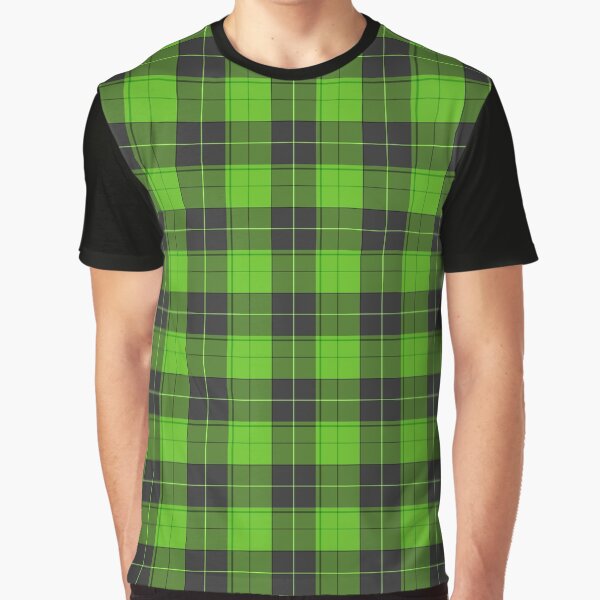 Einfaches Tartan-Muster in dunklem Grün Grafik T-Shirt