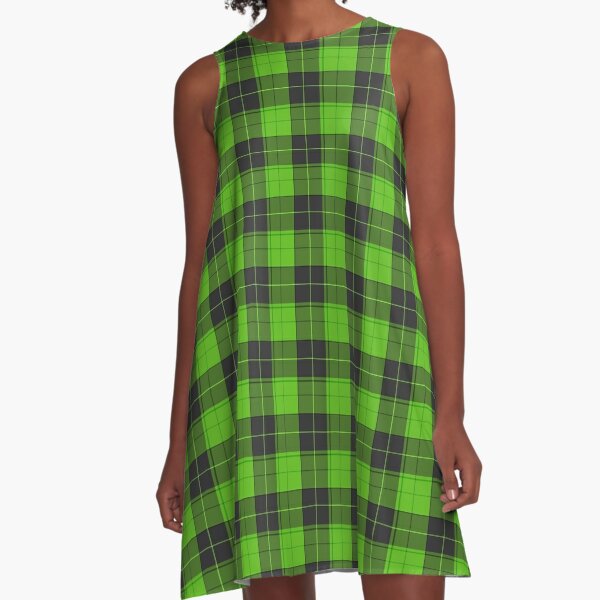 Simple tartan pattern in dark green A-Line Dress