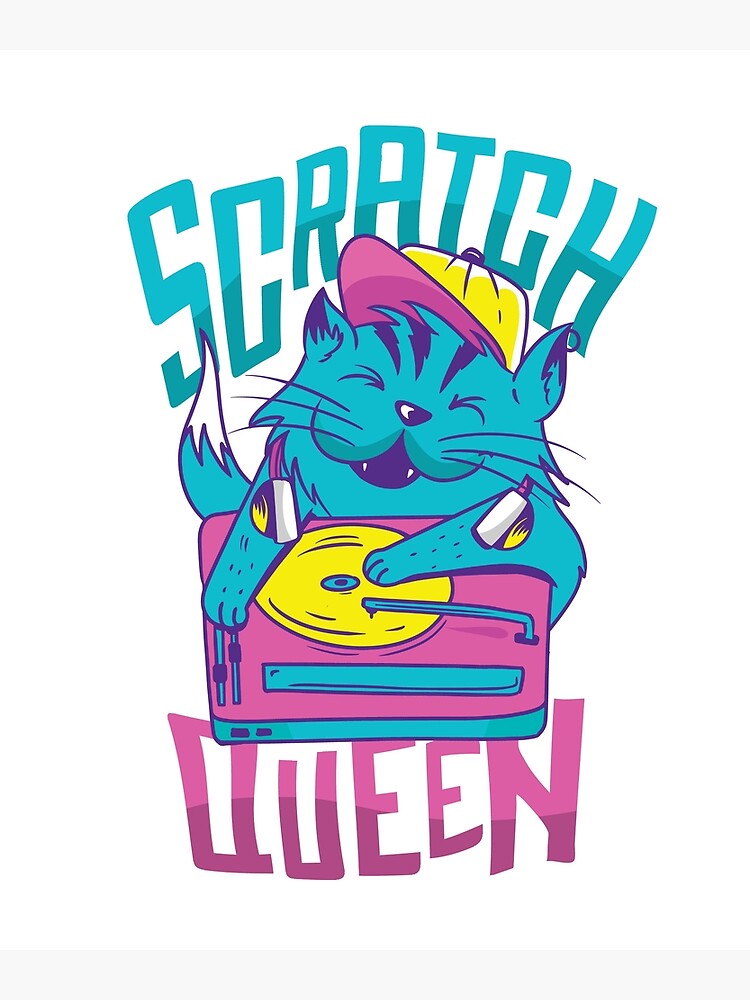 "Scratch Queen DJ cat formwork platter" Poster for Sale by jonvychow