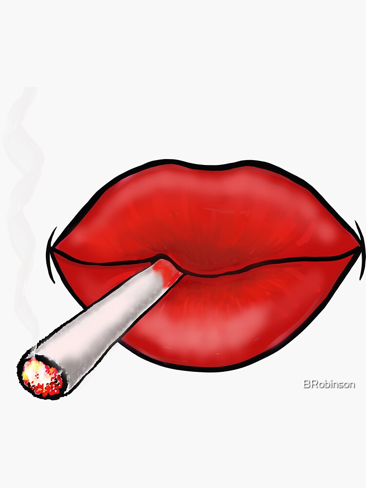Smoking Hot Red Lips Sticker For Sale By Brobinson Redbubble