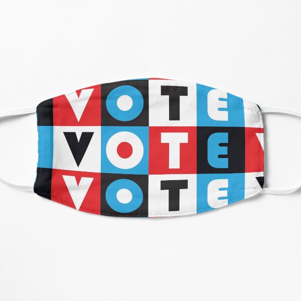 Vote large scale plaid red, white, blue, and black Mask