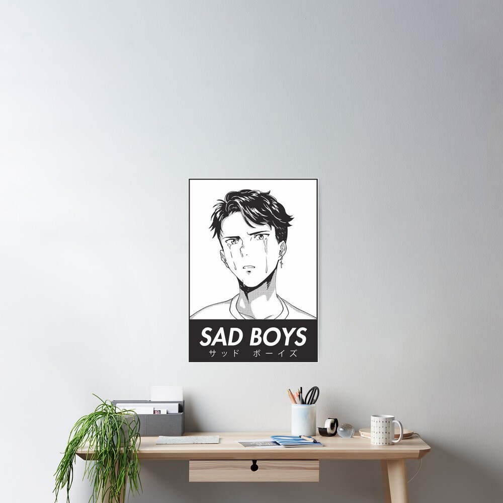 Sad Boys Manga Character Poster By Animvibes Redbubble