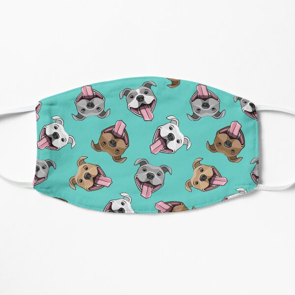 Happy Pit bulls - teal Flat Mask