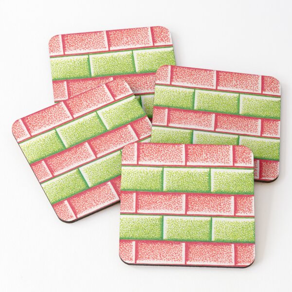 Item preview, Red and green brick wall  pattern pointillism painting designed and sold by MitoP.