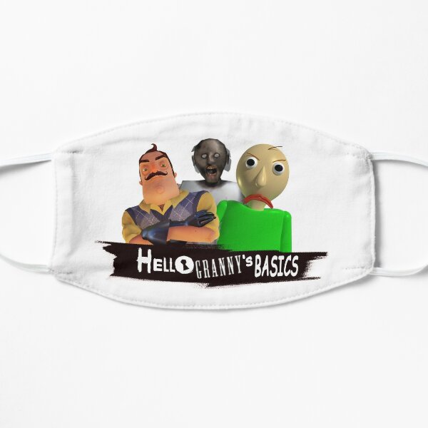 Baldi Granny And Hello Neighbor With Weapons Mask By Bethxvii Redbubble - roblox granny masks