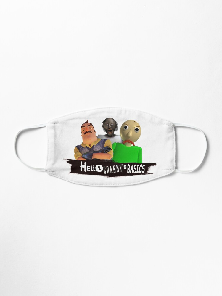 Hello Granny S Basics Blue Hello Neighbor Baldis Basics And Granny Horror Game Mask By Bethxvii Redbubble - roblox granny how to get all badges