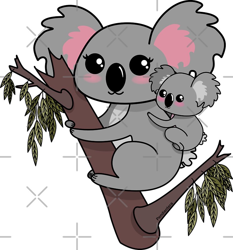  Kawaii  koalas  mother and baby Stickers by Pendientera 