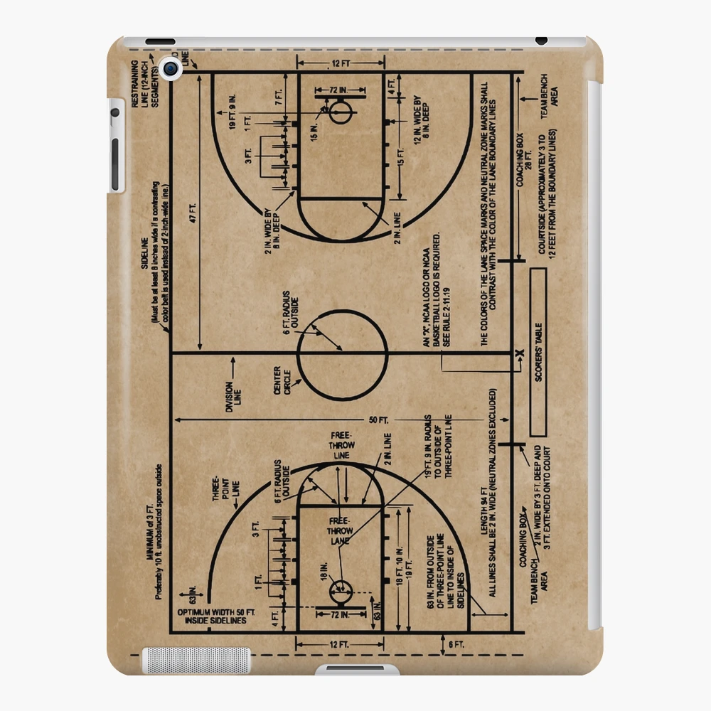 College Basketball Court Markings and Dimensions Patent Drawing  iPad Case  & Skin for Sale by MadebyDesign