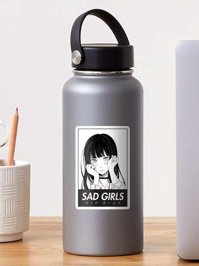 Sad Girls Manga Character Sticker By Animvibes Redbubble