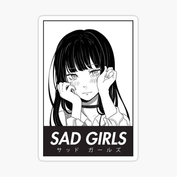 Sad Girls Manga Character Sticker By Animvibes Redbubble