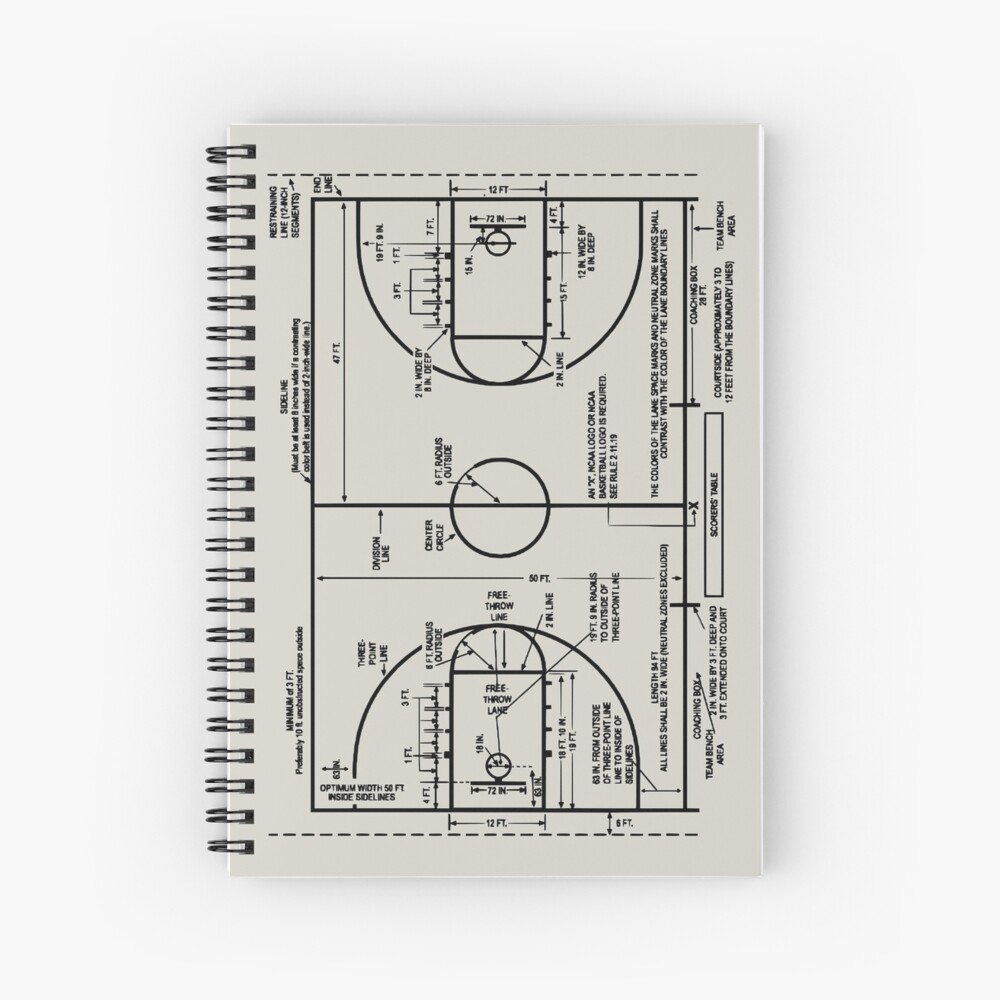Cuaderno de espiral «Dimensiones de la cancha de básquet de dibujo de  patente» de MadebyDesign | Redbubble