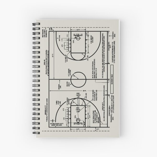  Cuaderno de espiral «Dimensiones de la cancha de básquet de dibujo de patente» de MadebyDesign