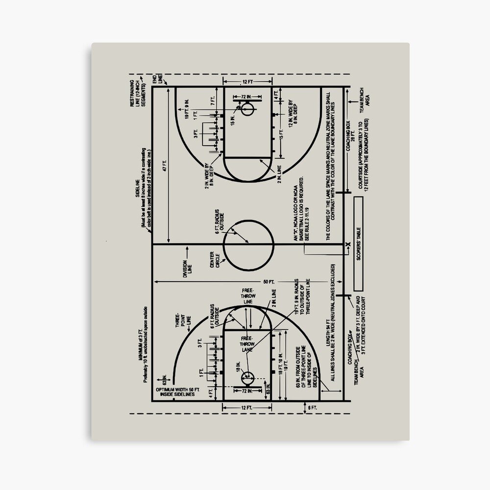 Patent Drawing Basketball Court Dimensions Photographic Print
