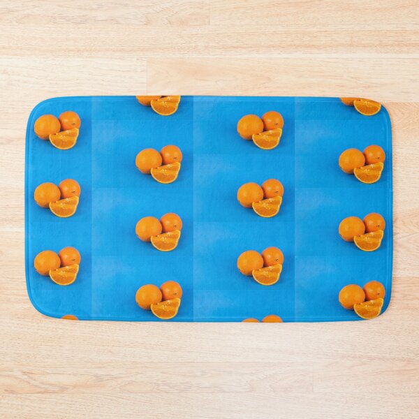 Item preview, Photograph two whole sweet citrus oranges with orange slices on a bright blue background  designed and sold by g2rdsmith.