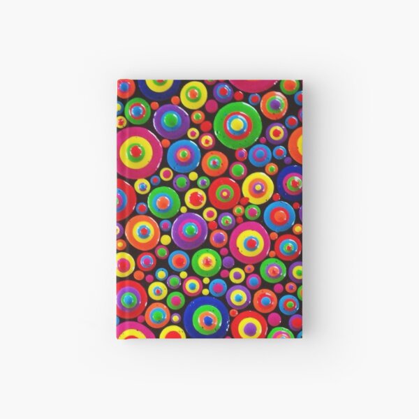 Abstract Dot Painting HAPPY by Dutch Artist Tessa Smits Hardcover Journal