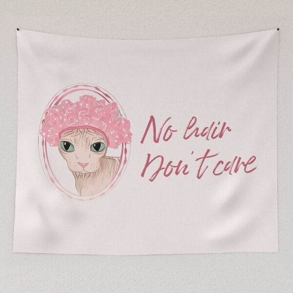 Item preview, No Hair Don't Care - Sphynx Cat in a Pink Shower Cap designed and sold by AnanasArt.