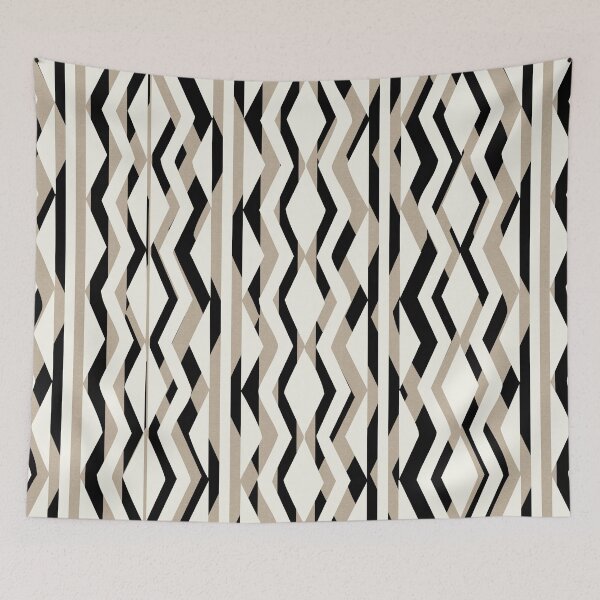 Item preview, Decorative Bold Cream Beige Black Geometric Pattern designed and sold by technotext.