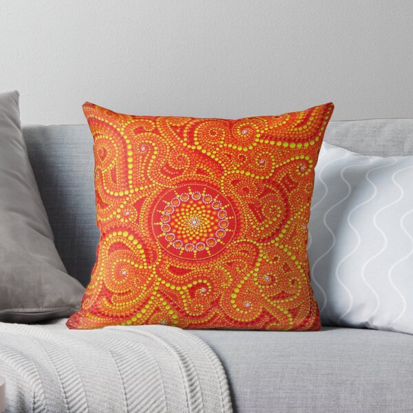 SUNSHINE - dot art painting by Dutch artist Tessa Smits Throw Pillow