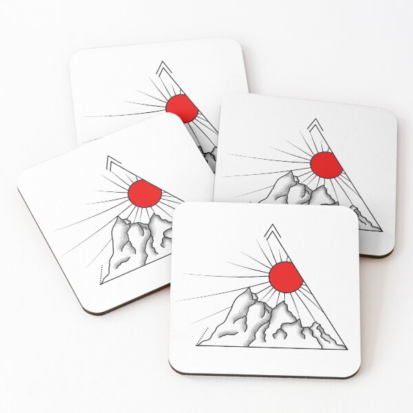 Item preview, geometry mountain and red sun tattoo designed and sold by AttitudeGraphic.