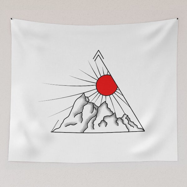 Item preview, geometry mountain and red sun tattoo designed and sold by AttitudeGraphic.