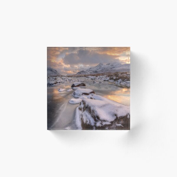 Sligachan in Winter Isle of Skye Scotland. Acrylic Block